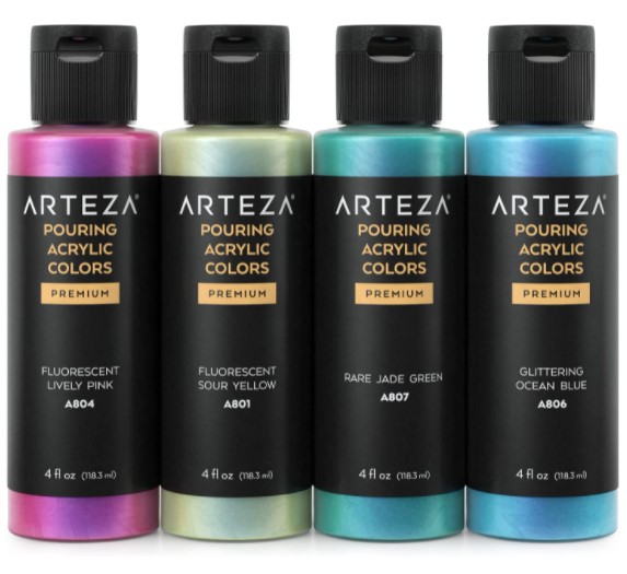 Arteza Iridescent Acrylic Paint, Set of 4