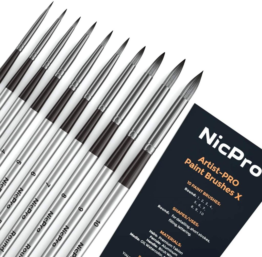 Nicpro 10 PCS Watercolor Paint Brushes