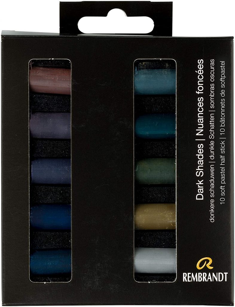 Rembrandt Soft Pastel Micro Set, 10-Piece Half Sticks, Dark Shades Selection