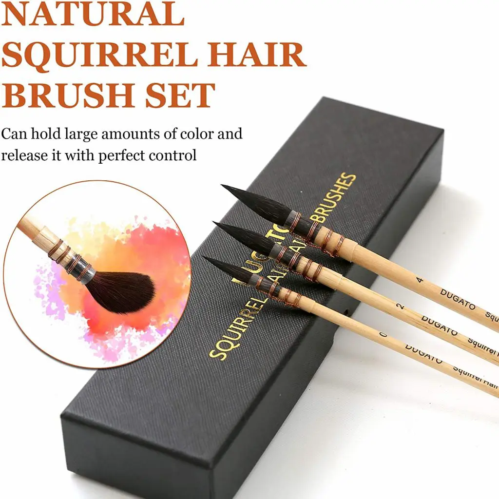 DUGATO Professional Watercolor Squirrel Hair Paint Brushes