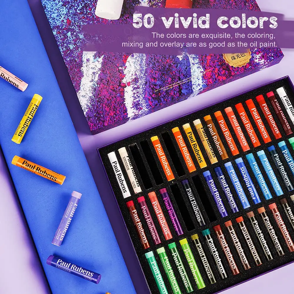 Paul Rubens Oil Pastels, 50 Colors Artist Soft Oil Pastels