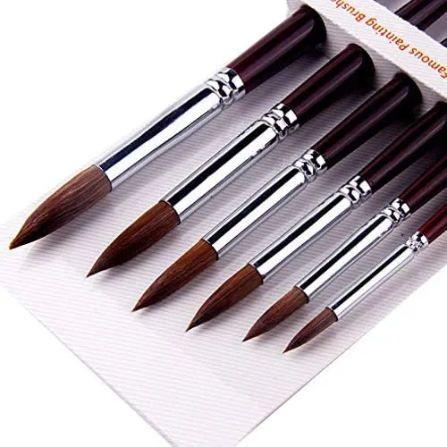 Artist Paint Brushes-Superior Sable Hair Artists Round Point Tip Paint Brush