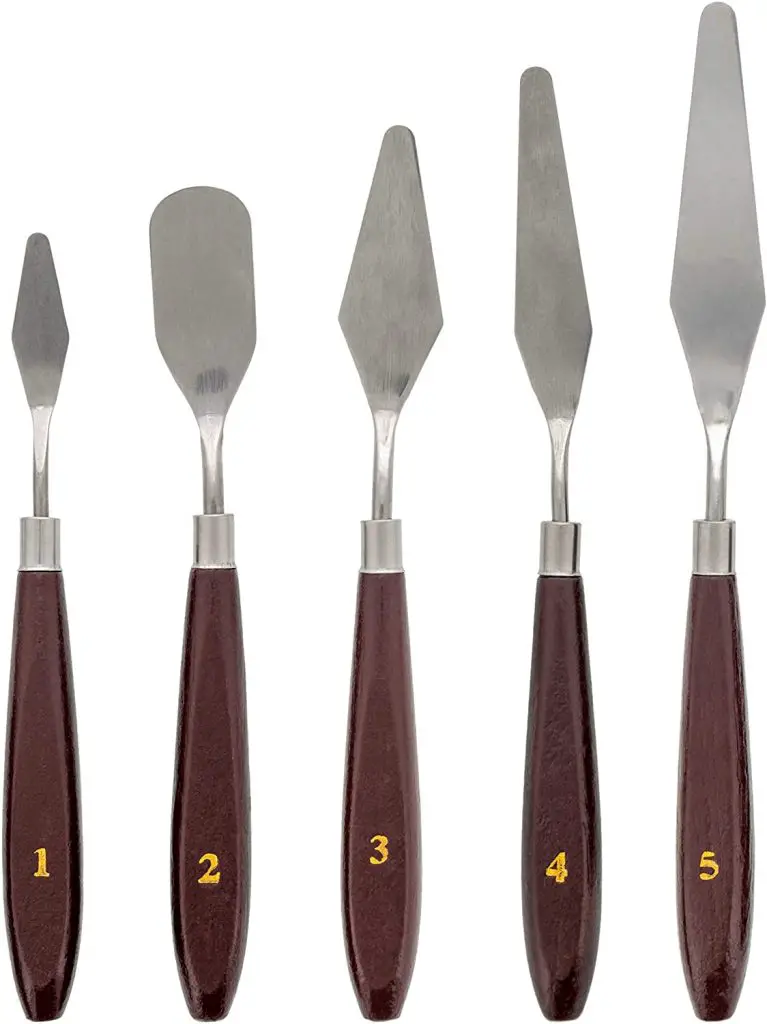 U.S. Art Supply 5-Piece Stainless Steel Palette Knife Set