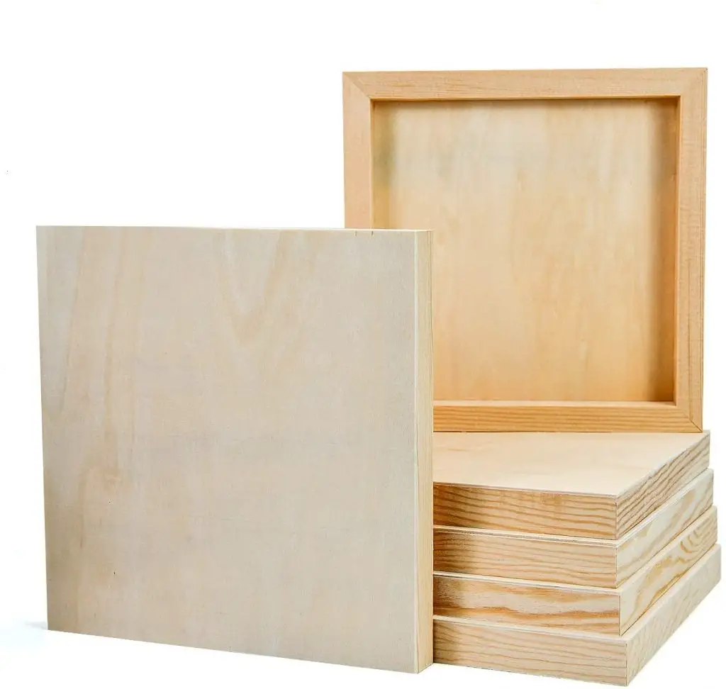 YoleShy 6 Pcs 8'' x 8'' Unfinished Wood Cradled Painting Panel Boards for Arts & Craft