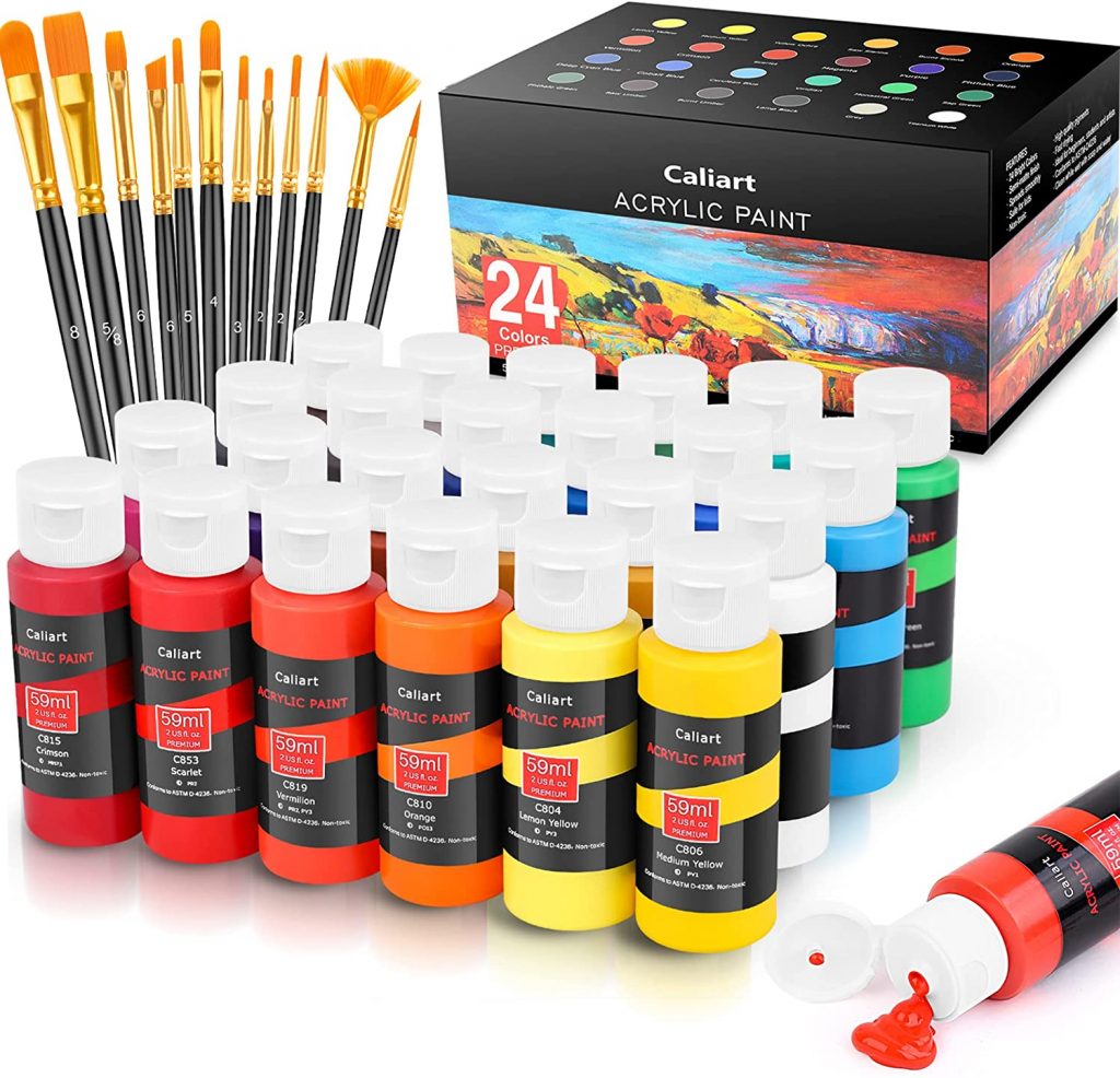 Caliart Acrylic Paint Set, 24 Classic Colors