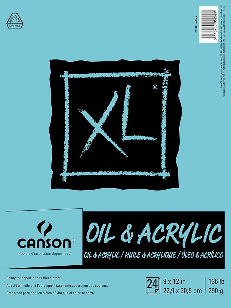  Canson XL Series Oil and Acrylic Paper Pad, Bleed Proof Canvas Like Texture