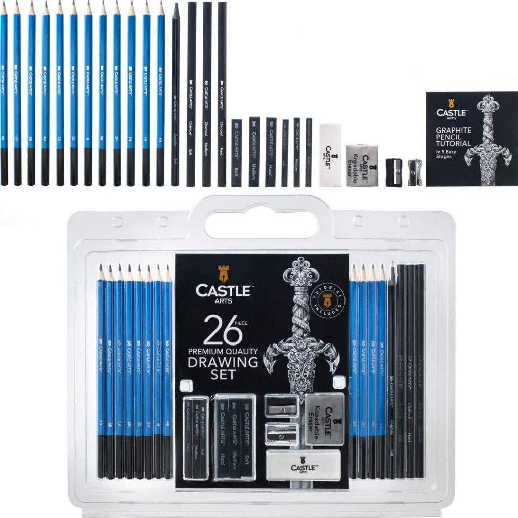 Castle Art Supplies 26 Piece Drawing and Sketching Pencil Art