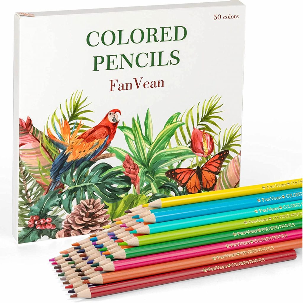 Colored Pencils 50 Count Adult Coloring Set