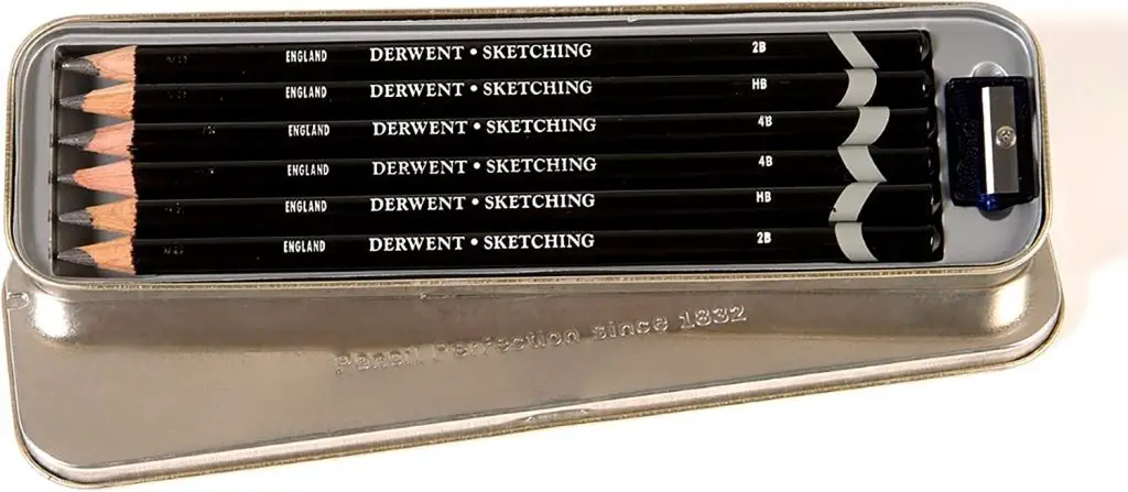 Derwent Sketching Pencils, 4mm Core, Metal Tin, 6 Count