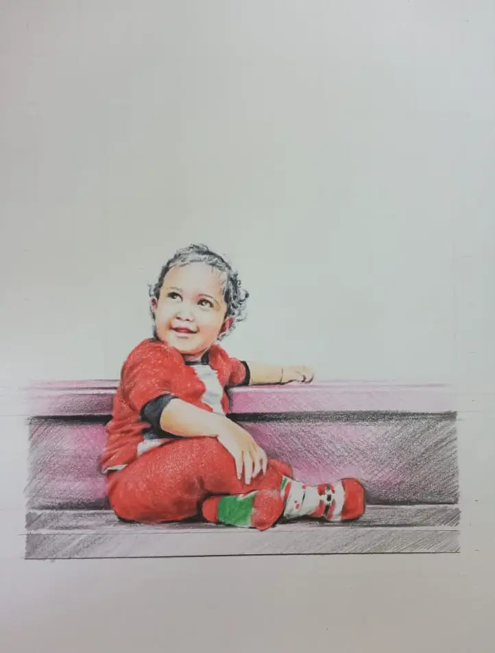 Colored pencil drawing of a baby boy