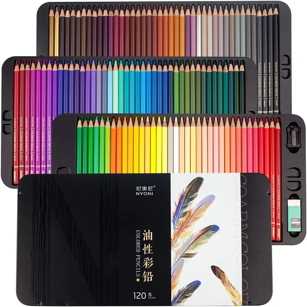 Nyoni Oil Based 120 Colored Pencils Set for Professional Artist