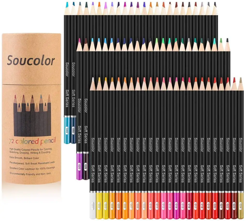 Soucolor 72-Color Colored Pencils for Adult Coloring Books