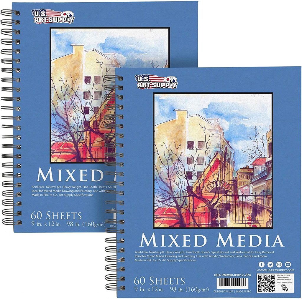 U.S. Art Supply 9" x 12" Mixed Media Paper Pad Sketchbook