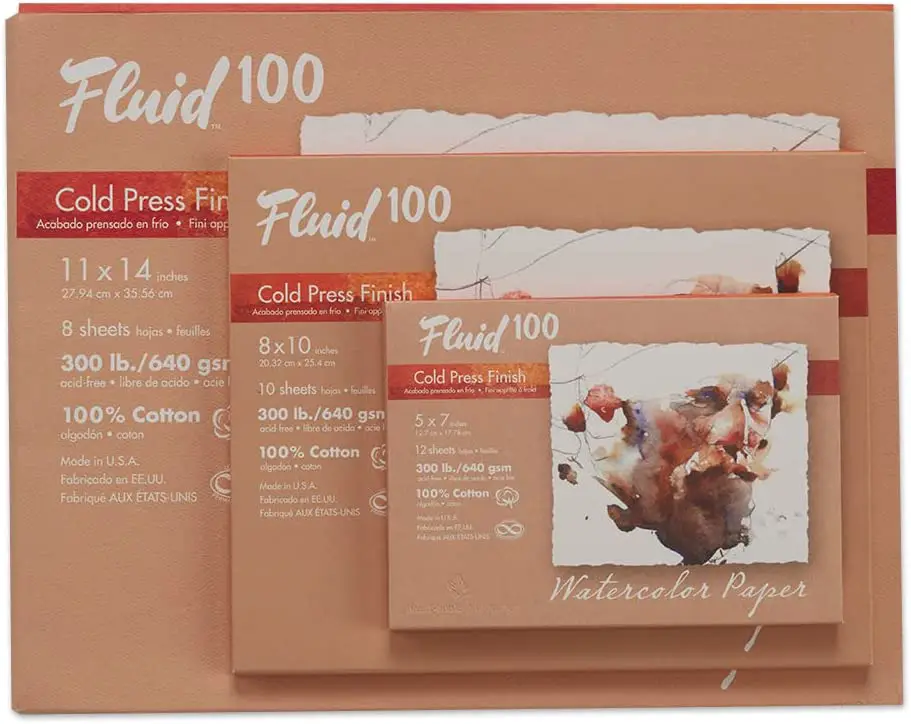 Fluid 100 Watercolor Paper 821722 300LB 100% Cotton Cold Press 