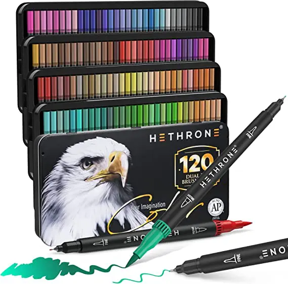 120 Colors Dual Tip Brush Pens