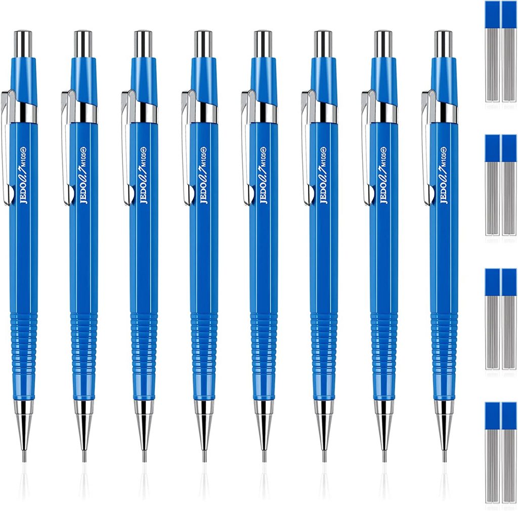 8 Pieces Mechanical Pencil Metal Mechanical Pencil Retractable Automatic Drafting Pencils Refills for Writing Drawing Signature