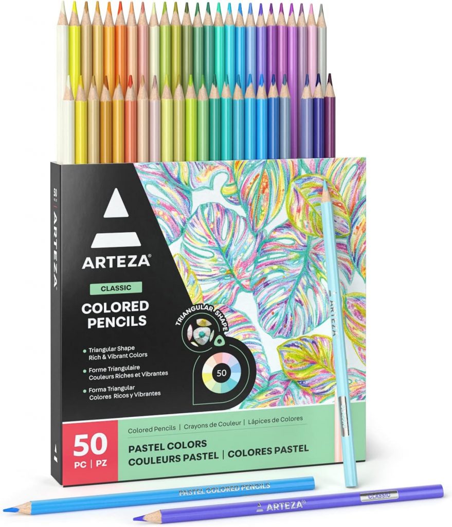 Arteza Pastel Colored Pencils for Adult Coloring