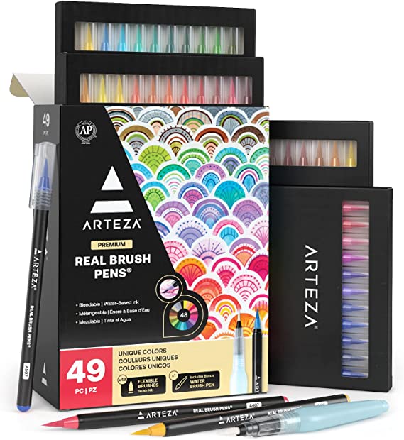 Arteza Real Brush Pens, 48 Colors