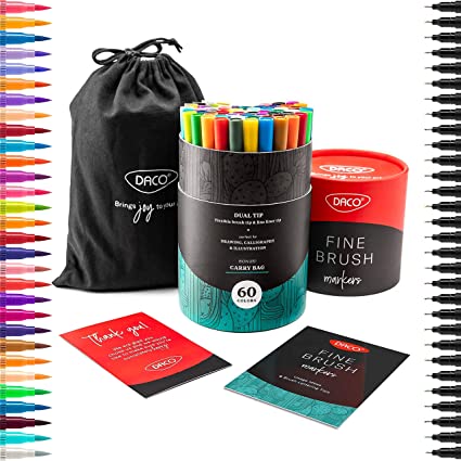 DACO Fine Brush Markers for Adult Coloring Book