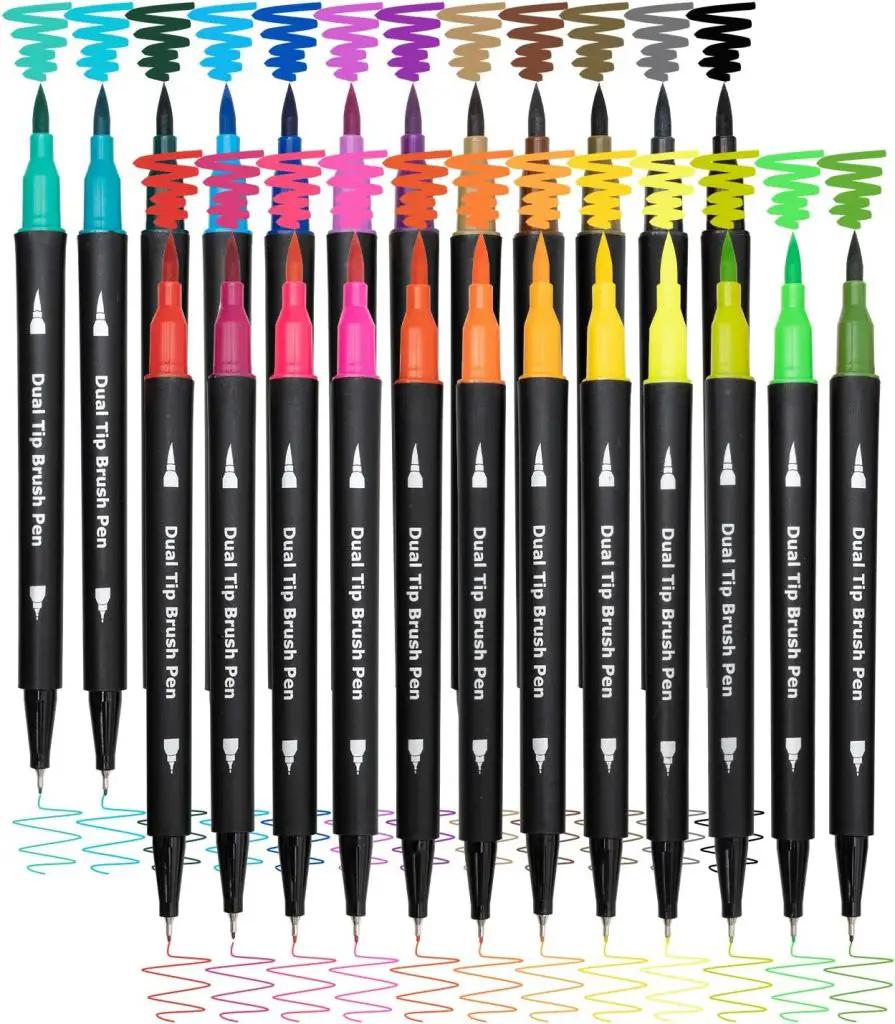 Dual Brush Marker Pens for Coloring