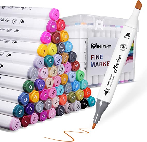 MIHIYIRY 80 Colors Water Based Art Dual Tip Markers