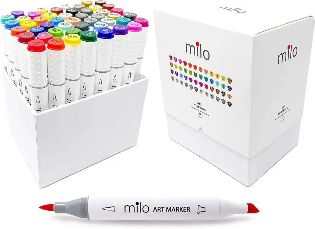 Milo Alcohol Brush Markers Set of 48 Art Markers