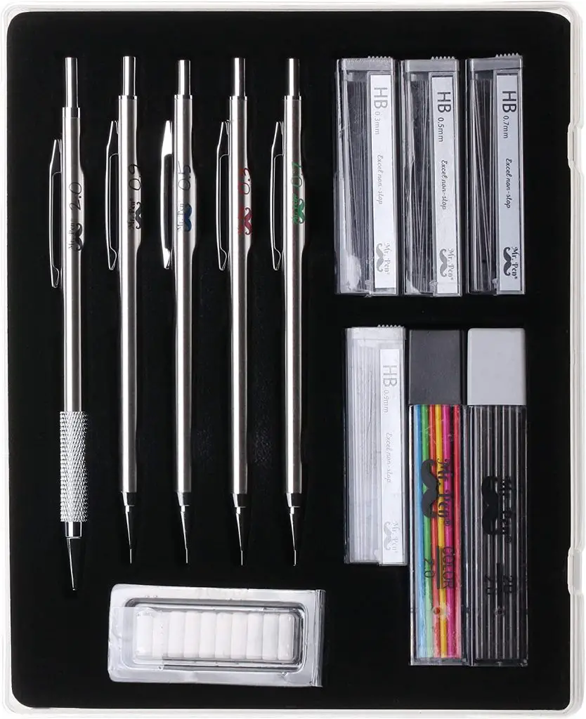 Mr. Pen- Metal Mechanical Pencil Set with Lead and Eraser Refills