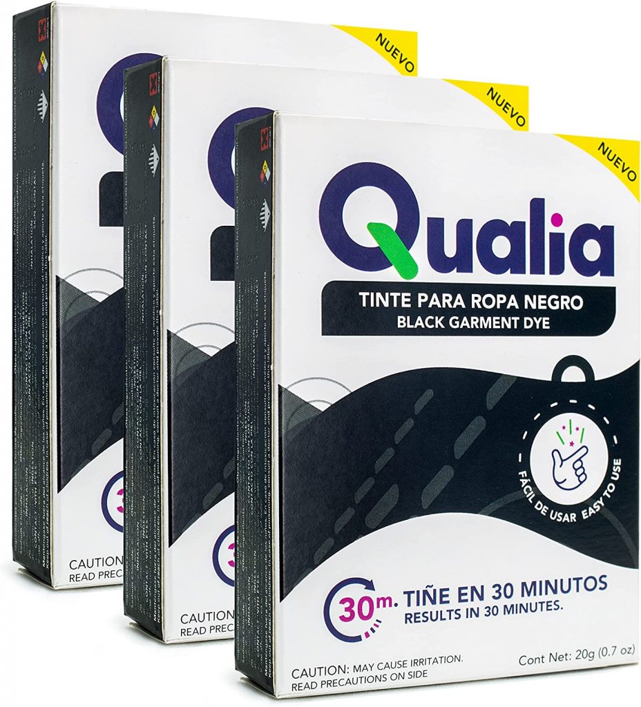 Qualia Fabric Dye (3 Pack, Black) Ultra-Concentrated Powder dye