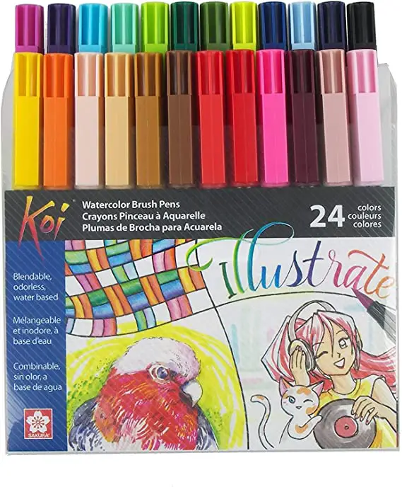 Sakura XBR-24SA 24-Piece Koi Assorted Coloring Brush Pen Set