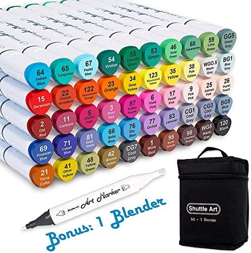 Shuttle Art 51 Colors Dual Tip Alcohol Based Art Markers