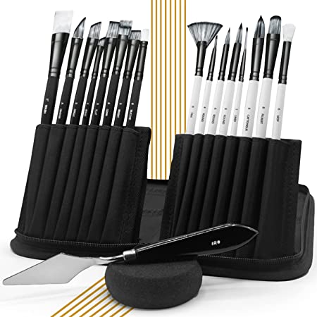 IRO Artist Paint Brush Set of 15 Professional Flat Paint Brushes