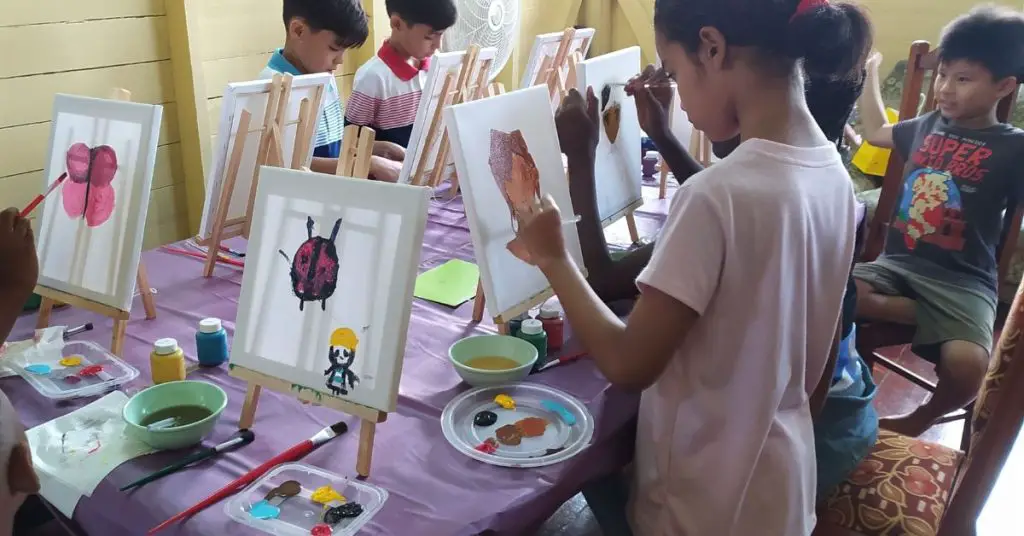 Students painting