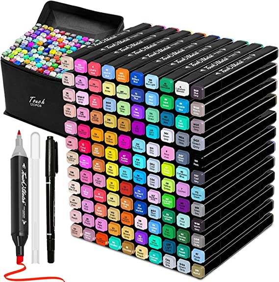 Tommax 120 Colors Dual Tip Alcohol Markers