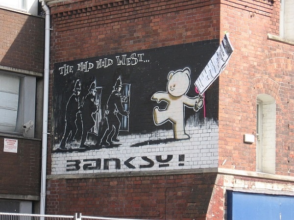 Banksy, The Mild Mild West, 1997, Stokes Croft, Bristol, UK.