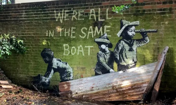 Banksy has appeared in coastal towns in the east of England.