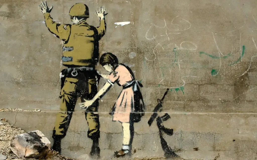 Girl Frisking Soldier- Banksy Artworks
