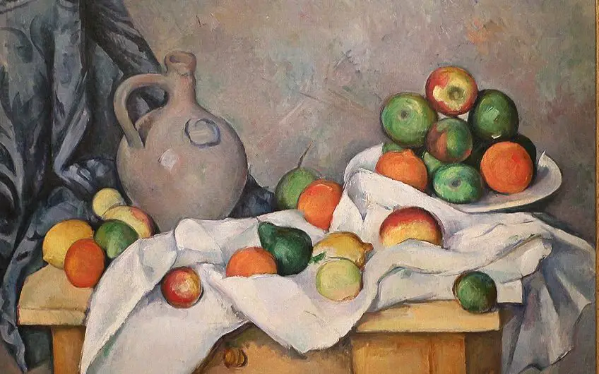 Curtain, Jug and Fruitbowl (1893-1894) by Paul Cézanne