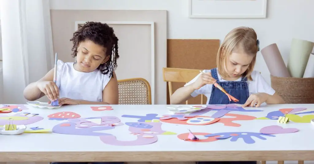 Girls doing crafts