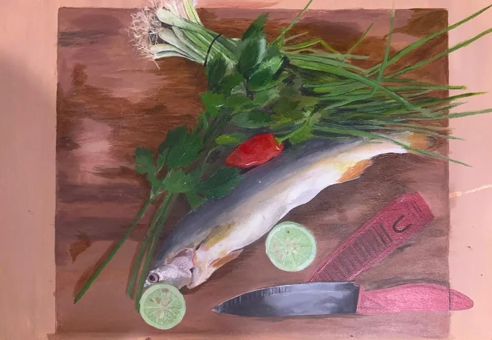 Still Life with Fish and Seasoning by Halcyon Doris