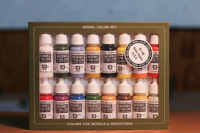 Vallejo Basic USA Colors Paint Set, 17ml, Assorted Colors