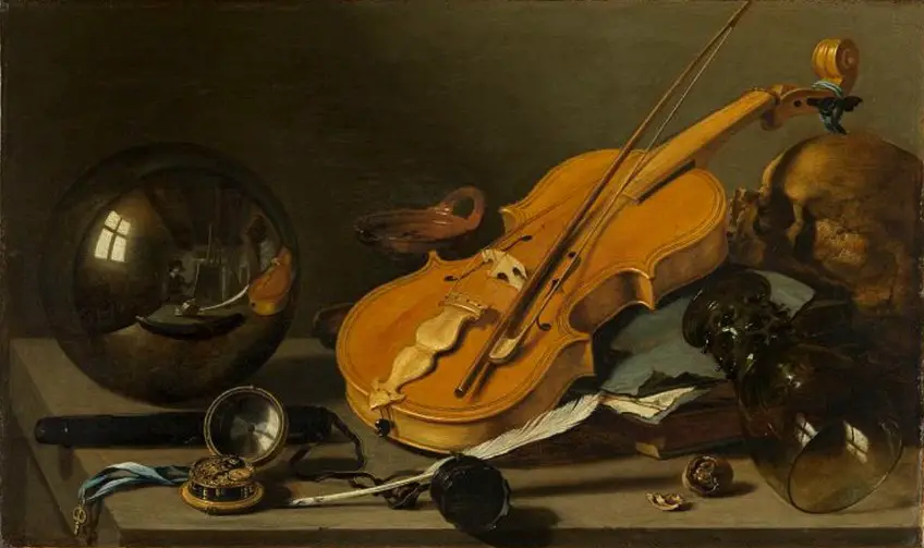 Vanitas Still Life with Self-Portrait (c. 1628) by Pieter Claesz