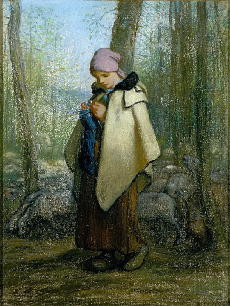 Jean-François Millet-The Knitting Shepherdess