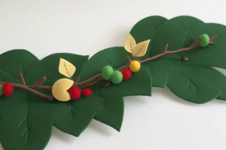 Felt and Bead Magnolia Leaf Garland