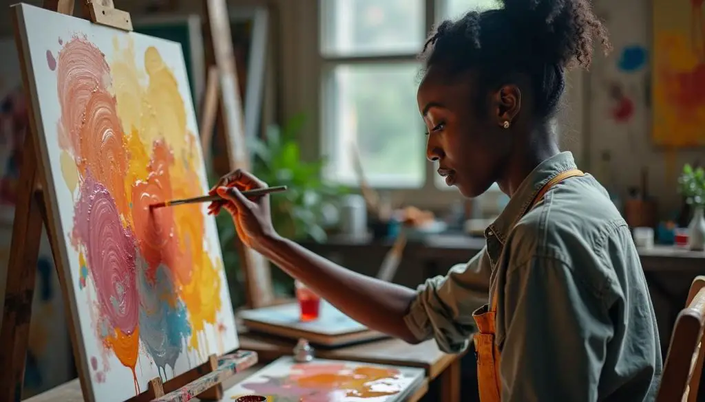 An artist demonstrating impasto technique in a casual studio setting. Common Challenges