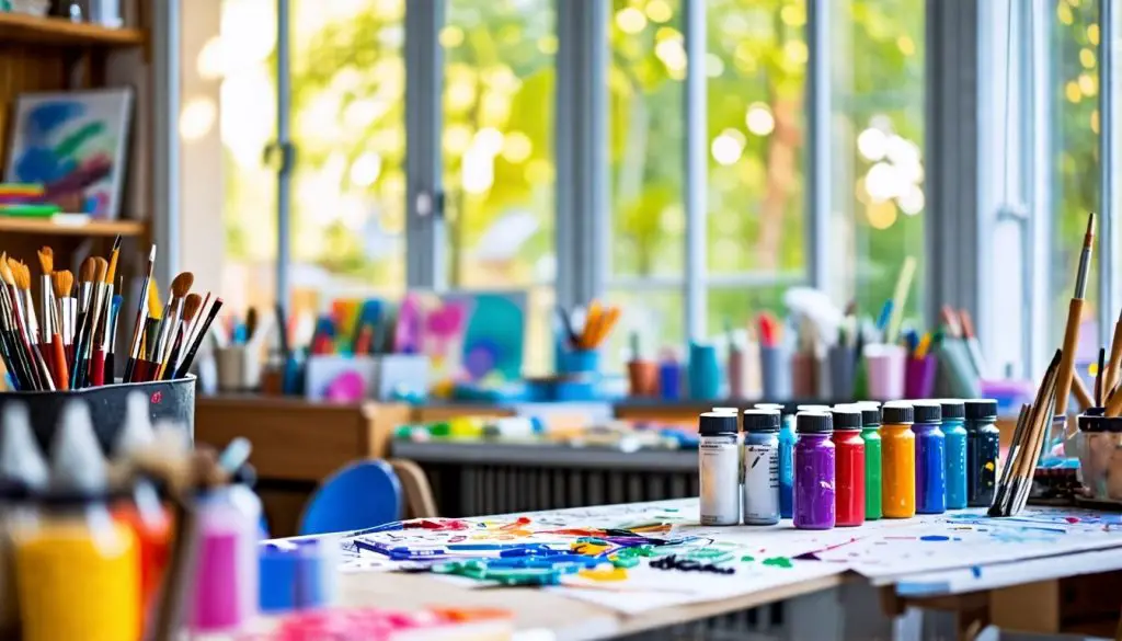 A vibrant art studio promoting creativity and positive learning environment.